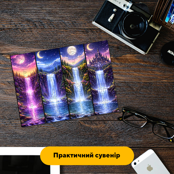 Комплект деревянных пазлов-закладок "Лунные сны над водой" Картонная коробка 19281 фото