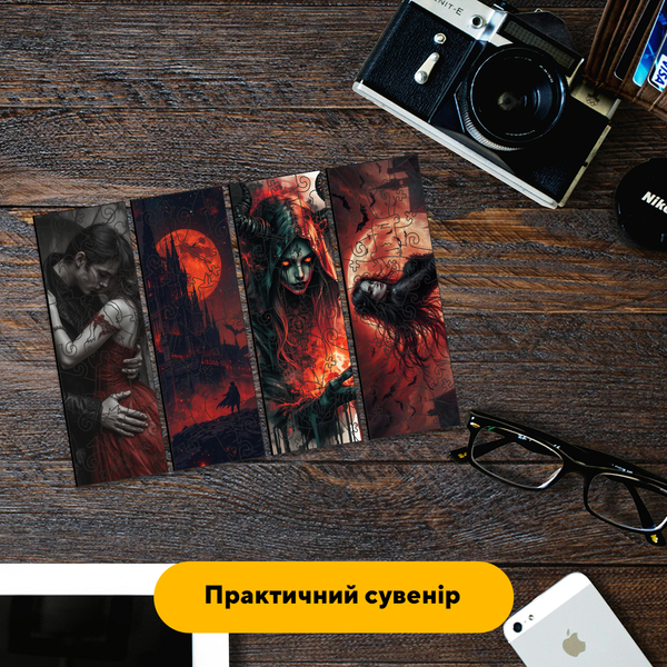 Комплект деревянных пазлов-закладок с вампирами Картонная коробка 50449 фото