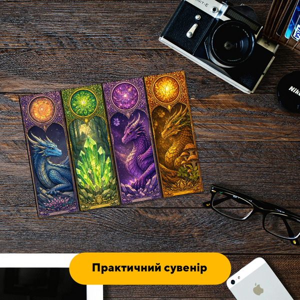 Комплект дерев&rsquo;яних пазлів-закладок &laquo;Аркани драконів&raquo; Картонна коробка 19277 фото