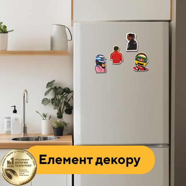 Набір дерев'яних магнітів Автогонщики 25403 фото